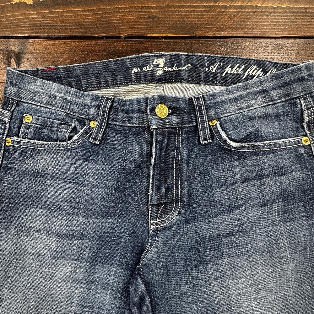 7 For All Mankind Womens Bootcut Jeans A Pocket Flip Flop Distressed Size 31/30 - Picture 8 of 13